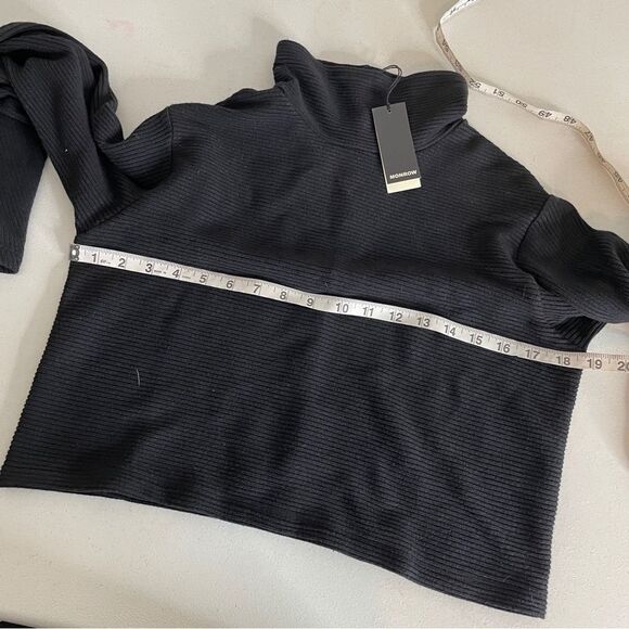 Monrow Brushed Rib Mock Neck Top Faded Black Size Large New - Picture 15 of 16